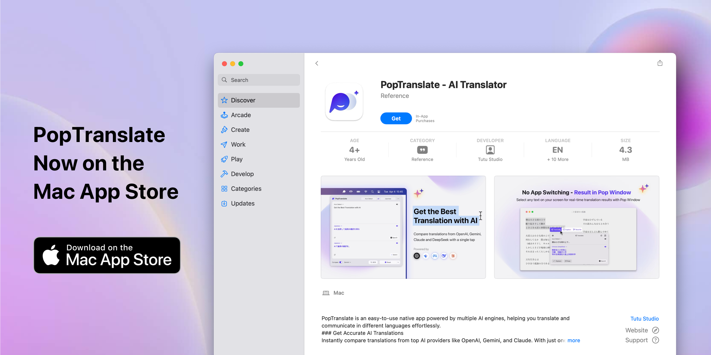 PopTranlate now available on Mac App Store